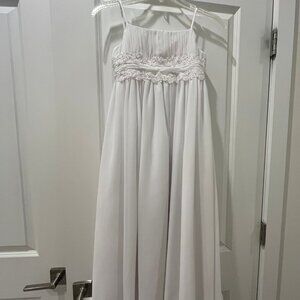 David's Bridal Spaghetti Strap Chiffon Baby Doll Flower Girl Dress with Jacket